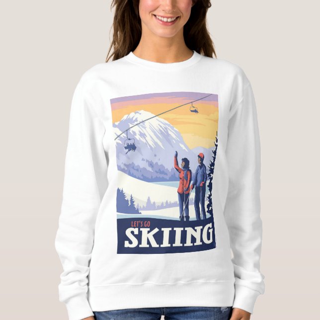 Sweatshirt Aller skier Vintage Imprimer (Devant)