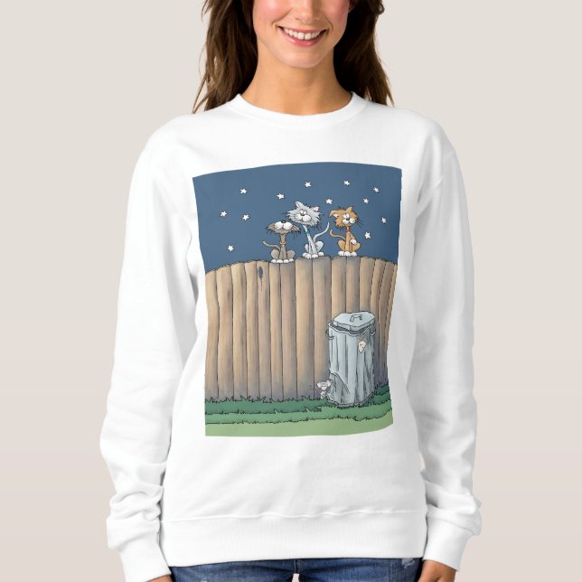 Sweatshirt Alley Cats sur une clôture (Devant)