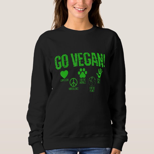 Sweatshirt Allez Végétalien Compassion Non-violence Animaux P (Devant)