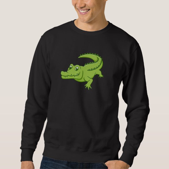 Sweatshirt Alligator Mignonne Animal Vert Pour Garçons Filles (Devant)
