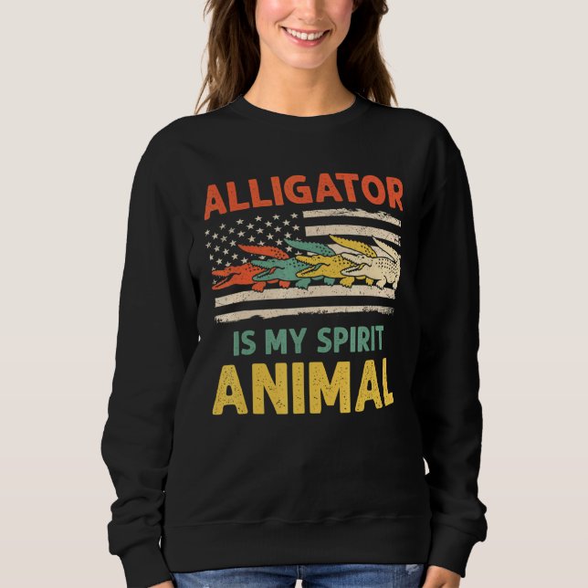 Sweatshirt Alligator vintage Animaux Drapeau américain (Devant)