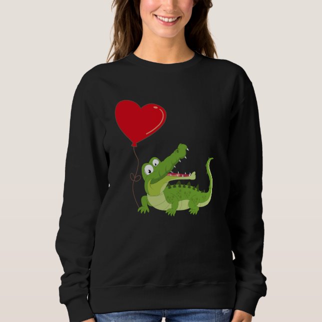 Sweatshirt Alligators With Heart Balloon Valentines Day Love  (Devant)