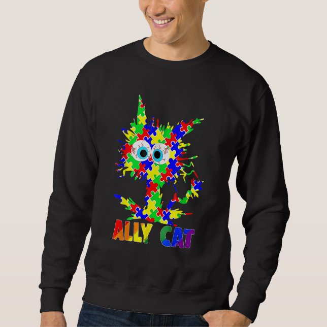 Sweatshirt Ally Cat LGBT Gay Rainbow Pride Flag Sunflower LGB (Devant)