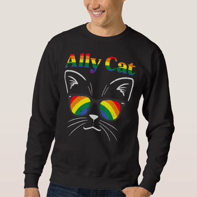 Sweatshirt Ally Chat Lunettes de soleil Gay Rainbow Pride Lgb (Devant)