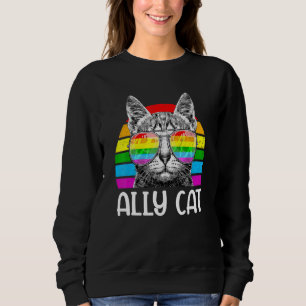 Sweatshirt Ally Chat Rainbow Lunettes de soleil Lgbt Gay prid
