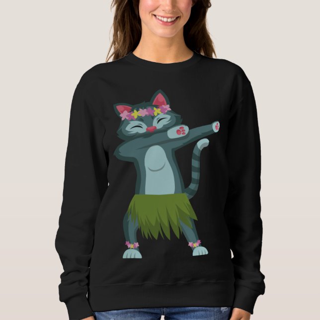 Sweatshirt Aloha Cat Hawaiian Dance Mele Kalikimaka Hula Kitt (Devant)