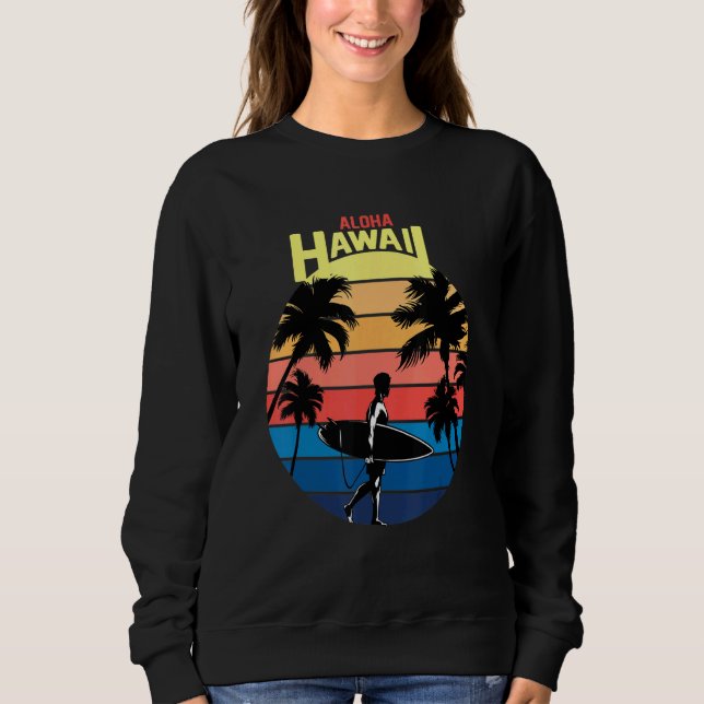 Sweatshirt Aloha Hawaii Cool Hawaii Retro Coucher de soleil P (Devant)