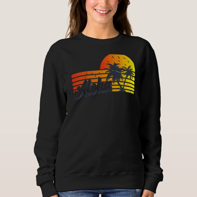 Sweatshirt Aloha Hawaii Hawaii île Hawaii Palm Trees Plage Va (Devant)