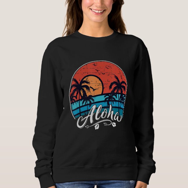 Sweatshirt Aloha Hawaii Hawaii île Hawaiian Palm Tree Beach S (Devant)