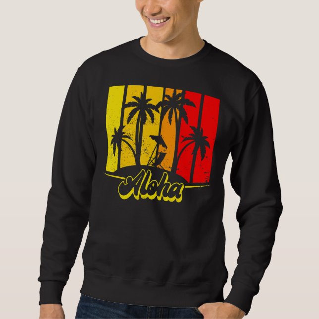 Sweatshirt Aloha Hawaii Hawaii île Palm Trees Plage Va (Devant)
