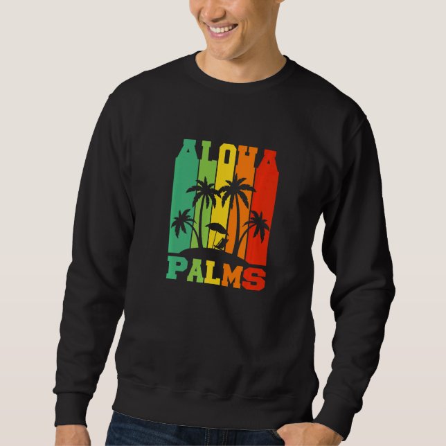 Sweatshirt Aloha Palms Hawaii Flower Necklace Tropical Island (Devant)