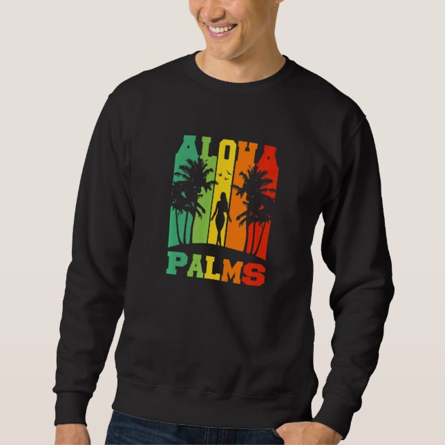 Sweatshirt Aloha Palms Tropical Island Tiki Party Hawaii (Devant)