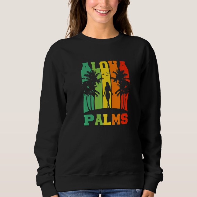 Sweatshirt Aloha Palms Tropical Island Tiki Party Hawaii (Devant)
