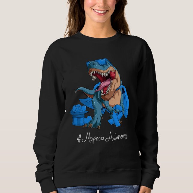 Sweatshirt Alopecia Awareness Month Blue Ribbon Trex (Devant)