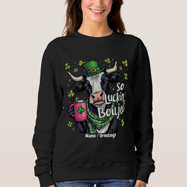Sweatshirt Alors Chanceux Boujee Rétro St. Patrick's Day  (Devant)