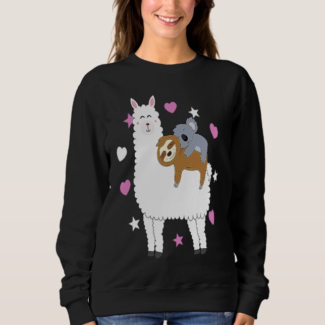 Sweatshirt Alpaca Lama Sloth Koala Women  Girls Sloth (Devant)