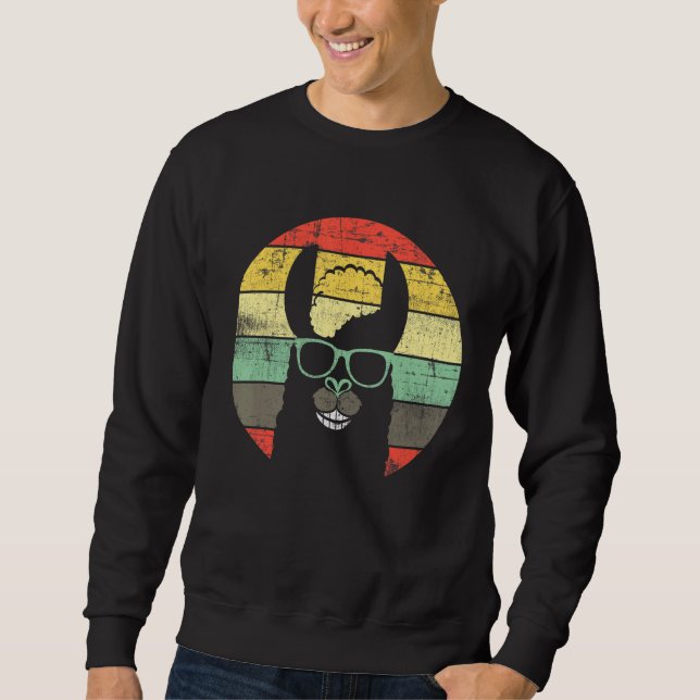 Sweatshirt alpaca llama animal rétro vintage (Devant)
