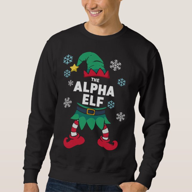 Sweatshirt Alpha Elf Family Christmas Party Pyjamas (Devant)
