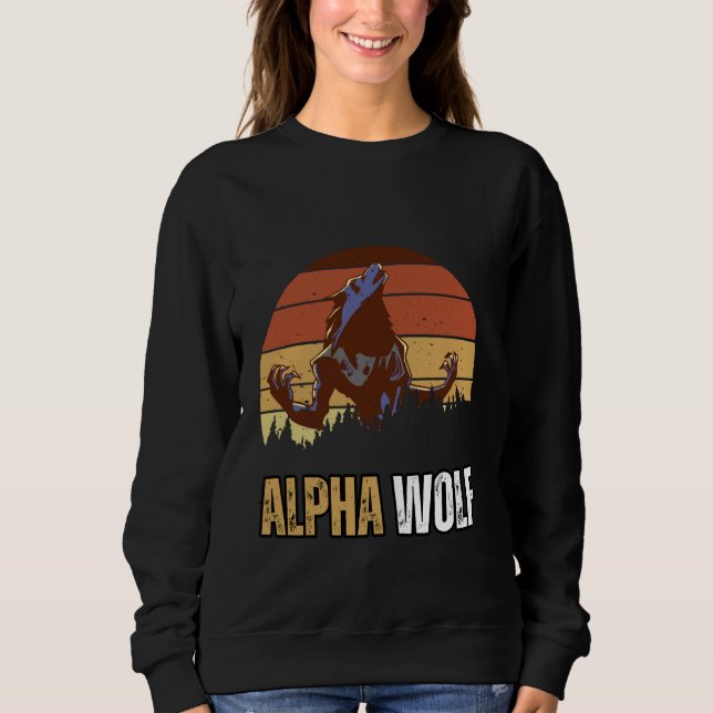 Sweatshirt Alpha Wolf Mème fort et confiant Alpha Work Ou (Devant)