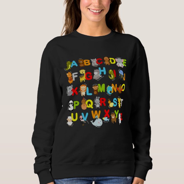 Sweatshirt Alphabet Animal Learning Abc Cute Kids Education (Devant)