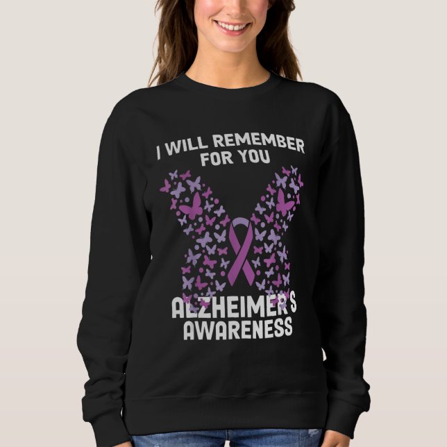 Sweatshirt Alzheimer s Awareness Ribbon Purple Butterflies (Devant)
