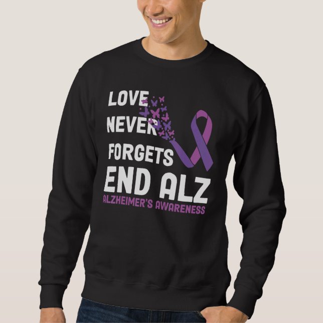 Sweatshirt Alzheimer's Awareness Ribbon Purple Butterflies (Devant)