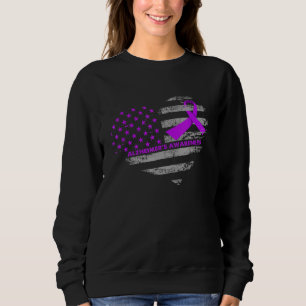 Sweatshirt Alzheimers Heart Us Drapeau Hommes Femmes
