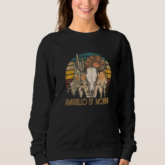 Sweatshirt Amarillo By Morning Bull Skull Howdy Cute Cactus S (Devant)