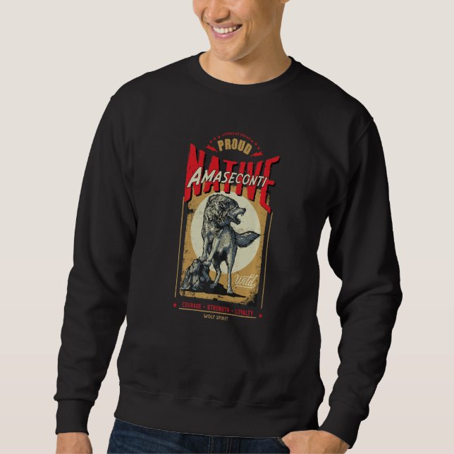 Sweatshirt Amaseconti Native American Indian Born Wolf Spirit (Devant)