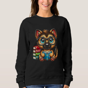 Sweatshirt Amateur de livres lisant un chien berger allemand