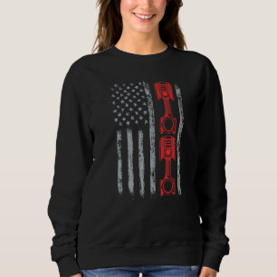 Sweatshirt Amateur de voitures Drapeau américain Piston Muscl