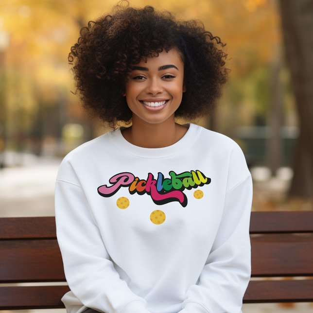 Sweatshirt Amateur rétro Hippie Pickleball (Créateur téléchargé)