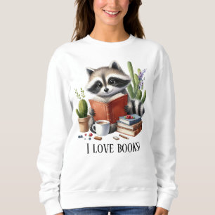 Sweatshirt Amateurs de livres mignons raccoon personnalisable