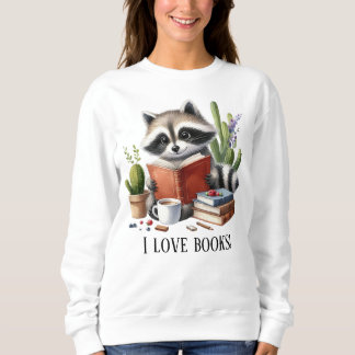 Sweatshirt Amateurs de livres mignons raccoon personnalisable