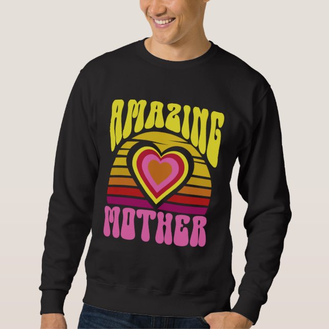 Sweatshirt Amazing Mother Cute Sunset Hearts Mother s Day Ret (Devant)
