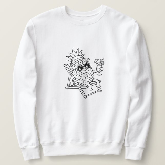 Sweatshirt Ambiance estivale ananas rafraîchissant  (Design devant)