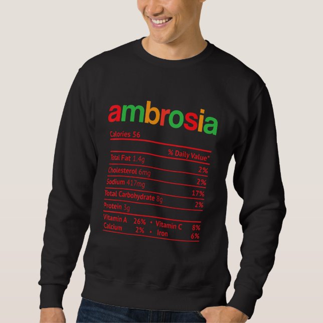 Sweatshirt Ambrosia Nutrition Fact Thankgiving Christmas (Devant)