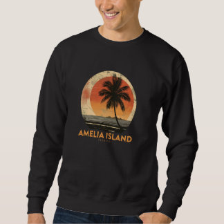 Sweatshirt Amelia Island Florida Plage Vintage Palm de vacanc