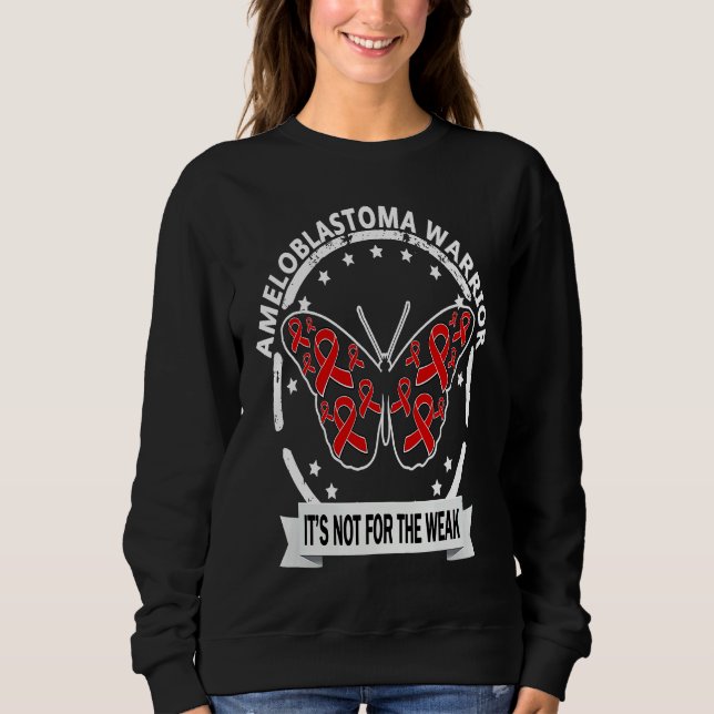 Sweatshirt Ameloblastoma Warrior red ribbon butterfly awarene (Devant)
