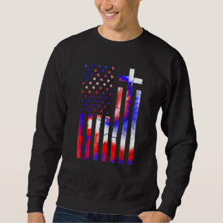 Sweatshirt America Flag Christian 4th Of July Tie Dye Women P