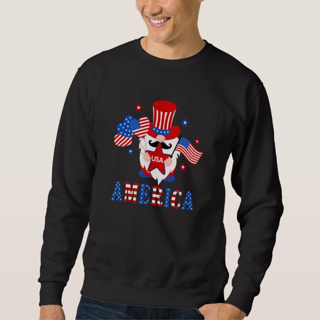 Sweatshirt America Gnome American Flag 4th Of July Family Mat (Devant)