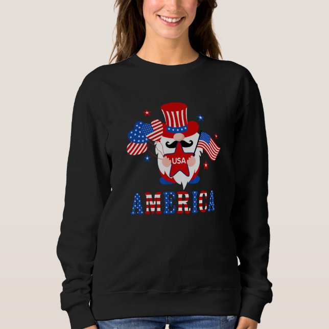Sweatshirt America Gnome American Flag 4th Of July Family Mat (Devant)