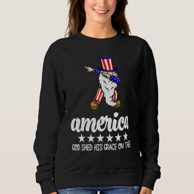 Sweatshirt America God Shed His Grace On Thee  America Flag L (Devant)