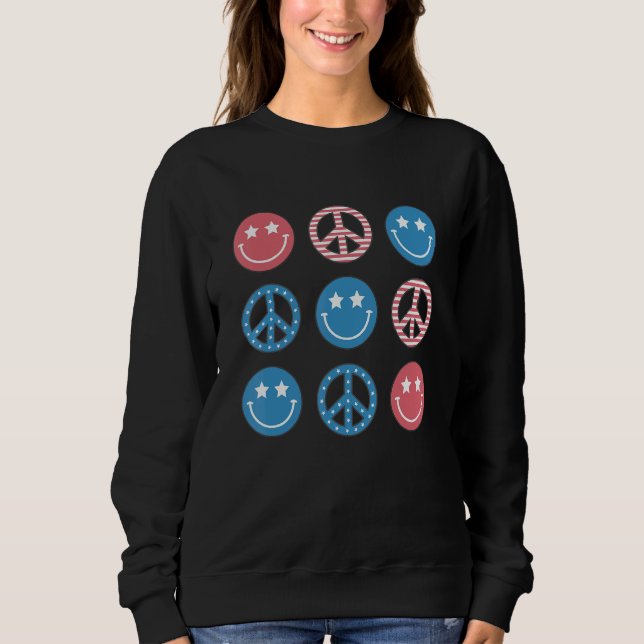 Sweatshirt America Peace Vibes Hippie Tee 4th Of July Indepen (Devant)