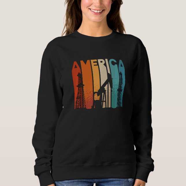 Sweatshirt America Retro Roughneck Oil Rig Worker Workers Oil (Devant)