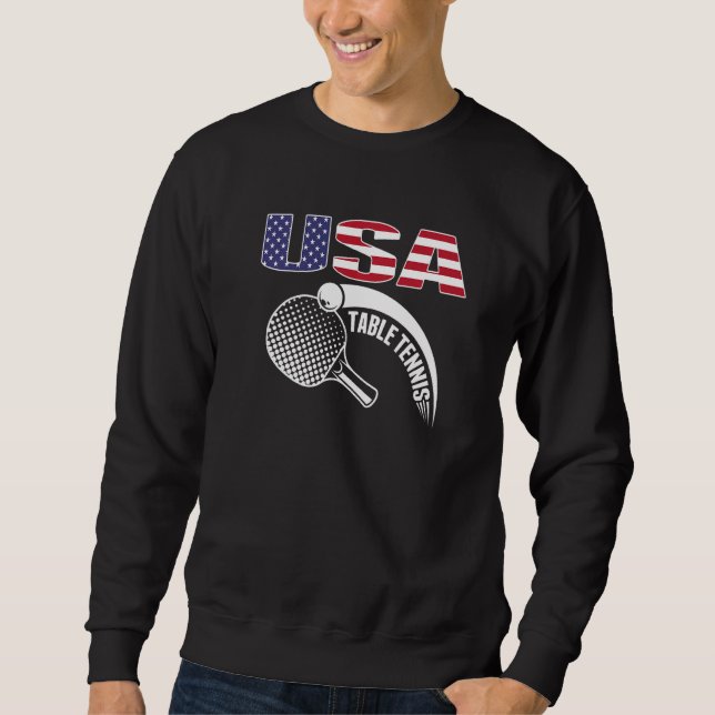 Sweatshirt America Table Tennis USA Drapeau Support Pong T (Devant)