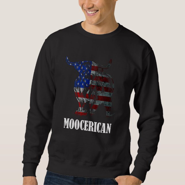 Sweatshirt America Usa Flag Highland Cow Scottish Highland Co (Devant)