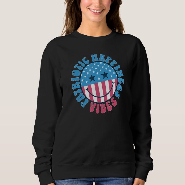 Sweatshirt America Vibes Smile Face US Flag Retro Groovy 4th  (Devant)