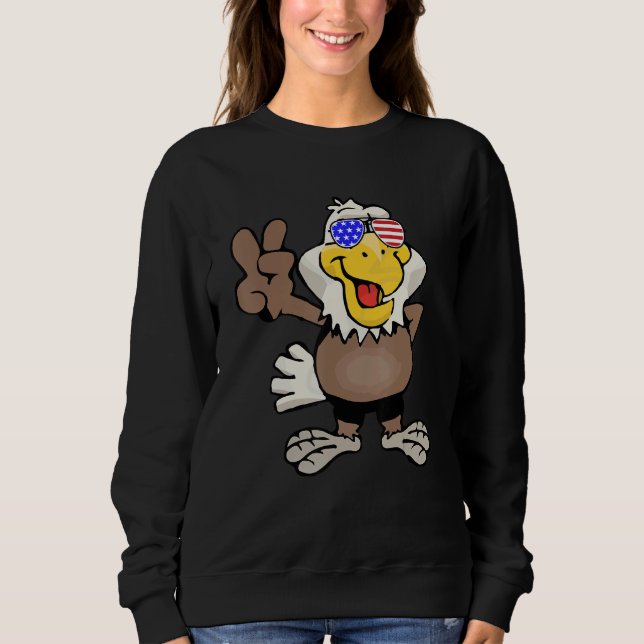 Sweatshirt American Bald Eagle 4th of July Peace Sign Bird Lo (Devant)