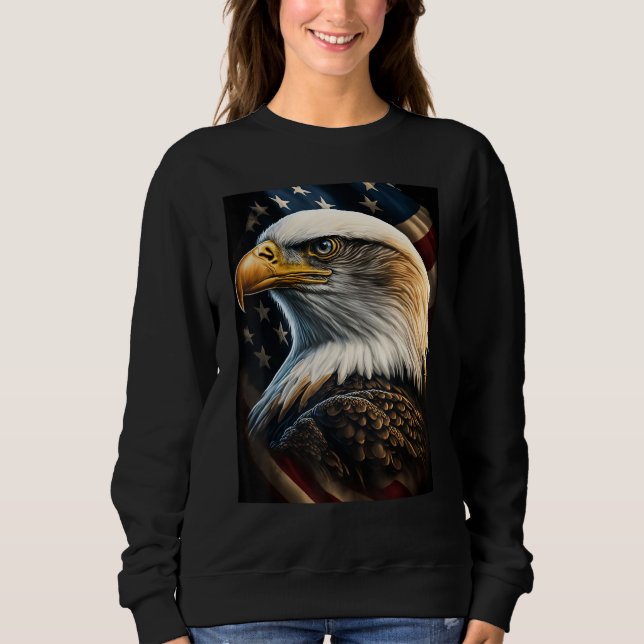 Sweatshirt American Bald Eagle Eyes Flag Country (Devant)